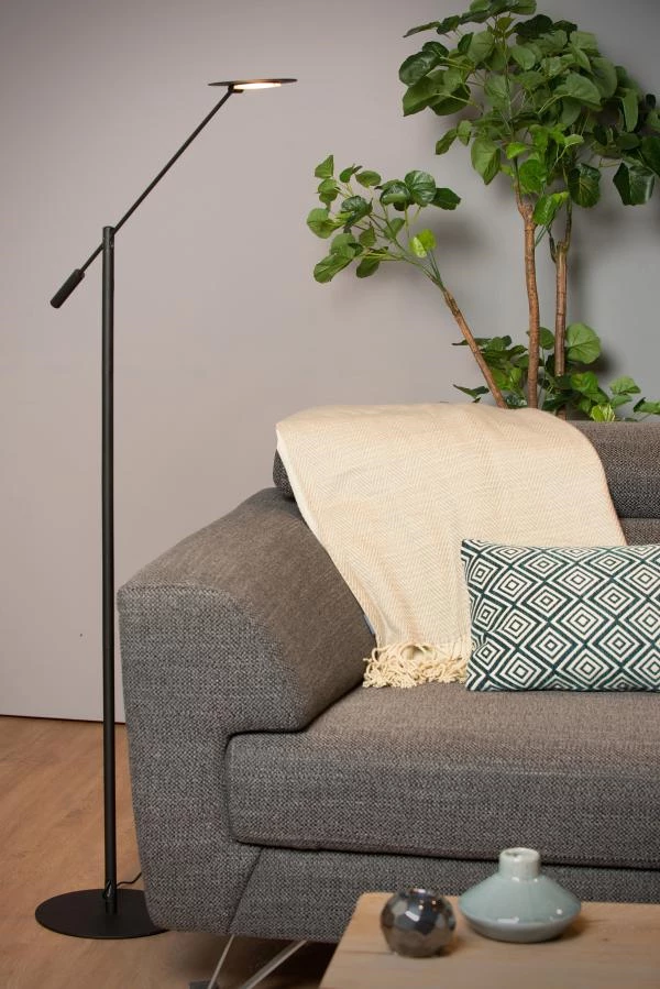 Lucide ANSELMO - Lampadaire / lampe de lecture - Ø 25 cm - LED Dim. - 1x9W 3000K - Noir - ambiance 2